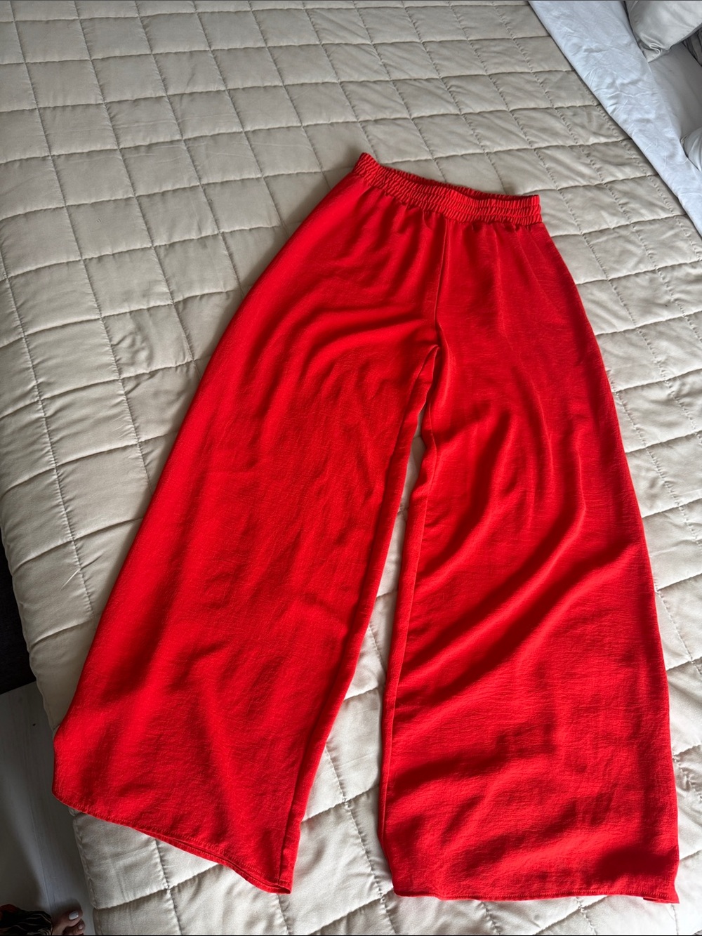 Zara Bright Red Wide-Leg Knit Pants